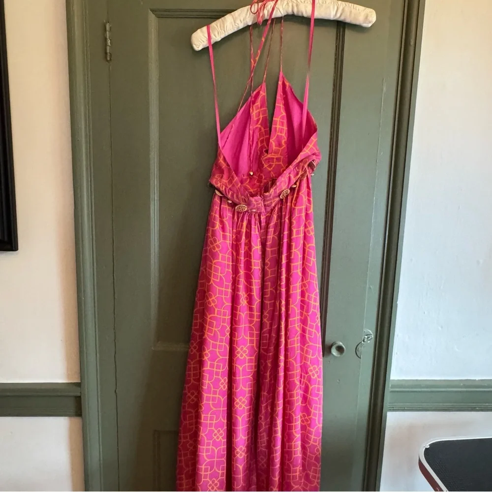 Milly Vibrant Pink Halter Maxi Dress EUC - Picture 5 of 8